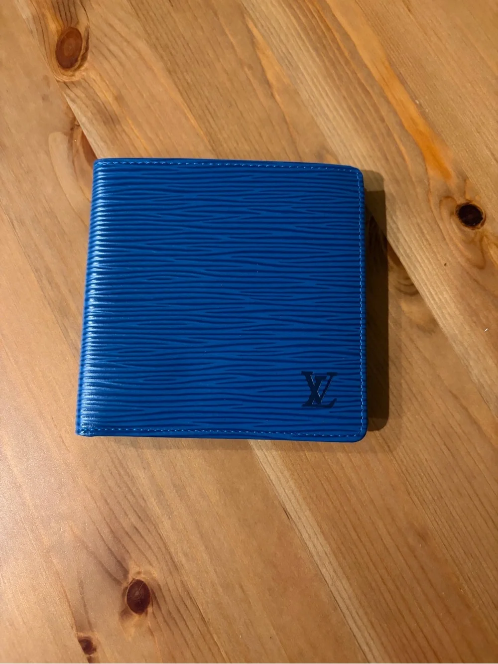 Louis Vuitton LV Toledo Blue Epi Leather Bifold Wallet with COA